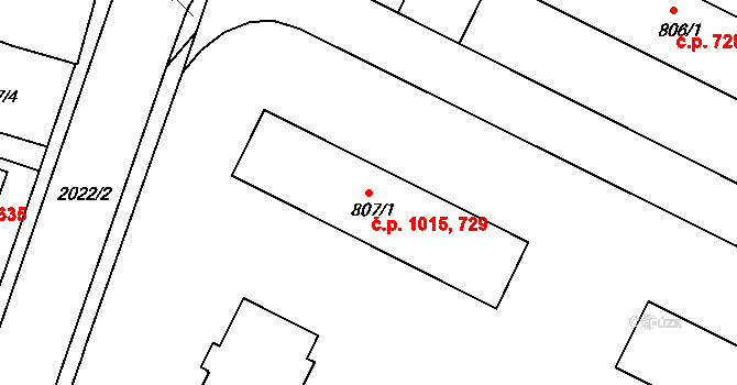 Blatná 729,1015 na parcele st. 807/1 v KÚ Blatná, Katastrální mapa