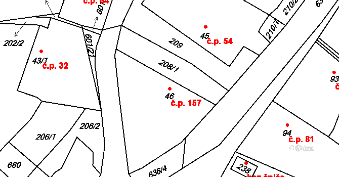 Chocenice 157 na parcele st. 46 v KÚ Chocenice, Katastrální mapa