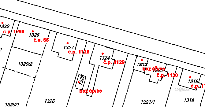 Vejprty 1129 na parcele st. 1324 v KÚ Vejprty, Katastrální mapa