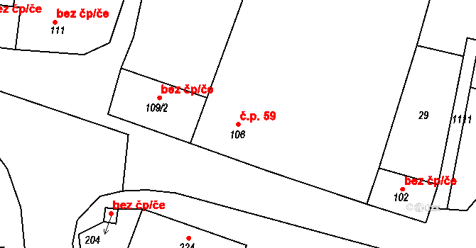 Černochov 59, Peruc na parcele st. 106 v KÚ Černochov, Katastrální mapa