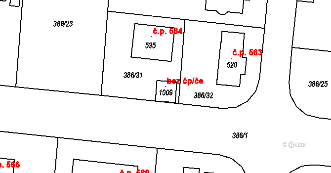 Zvole 97162973 na parcele st. 1009 v KÚ Zvole u Prahy, Katastrální mapa