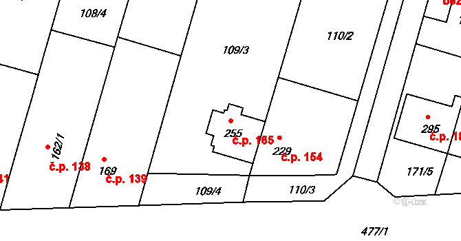 Žopy 165, Holešov na parcele st. 255 v KÚ Žopy, Katastrální mapa