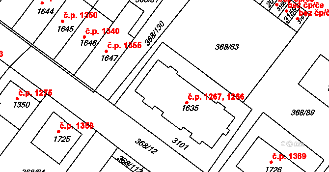 Bystřice pod Hostýnem 1266,1267 na parcele st. 1635 v KÚ Bystřice pod Hostýnem, Katastrální mapa