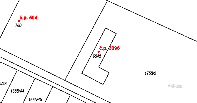 Šumperk 3396 na parcele st. 6545 v KÚ Šumperk, Katastrální mapa