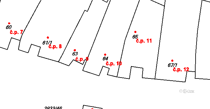 Mašovice 10 na parcele st. 64 v KÚ Mašovice u Znojma, Katastrální mapa