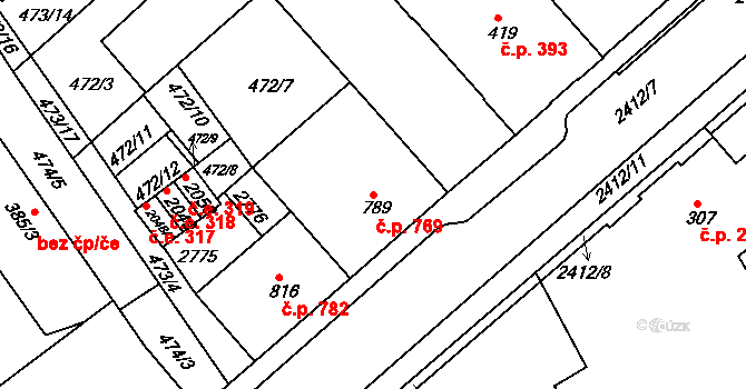 Tišnov 769 na parcele st. 789 v KÚ Tišnov, Katastrální mapa