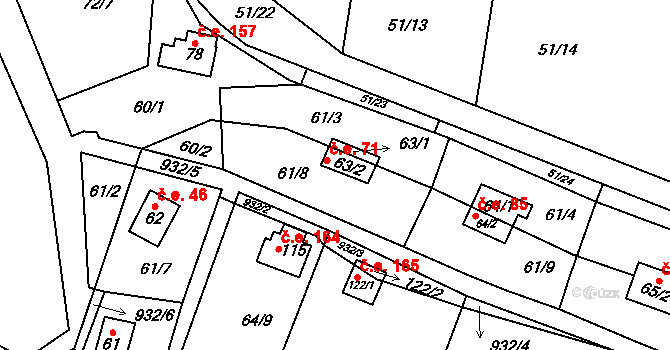 Rounek 71, Vyskytná nad Jihlavou na parcele st. 63/2 v KÚ Rounek, Katastrální mapa