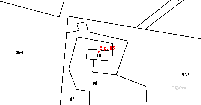 Horní Domaslavice 15 na parcele st. 10 v KÚ Horní Domaslavice, Katastrální mapa
