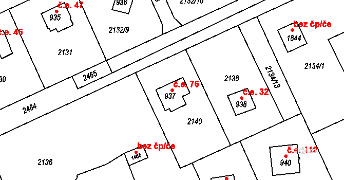 Vysoká Lhota 76, Čerčany na parcele st. 937 v KÚ Čerčany, Katastrální mapa