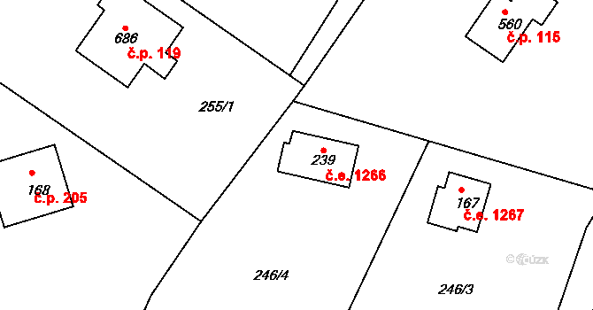 Ládví 1266, Kamenice na parcele st. 239 v KÚ Ládví, Katastrální mapa