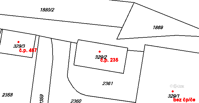 Dolní Podluží 235 na parcele st. 329/2 v KÚ Dolní Podluží, Katastrální mapa