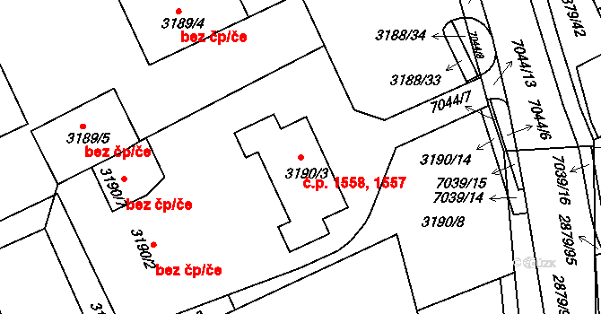 Boskovice 1557,1558 na parcele st. 3190/3 v KÚ Boskovice, Katastrální mapa