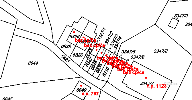 Mikulov 496 na parcele st. 3347/1 v KÚ Mikulov na Moravě, Katastrální mapa