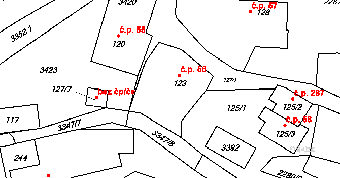 Písek 56 na parcele st. 123 v KÚ Písek u Jablunkova, Katastrální mapa