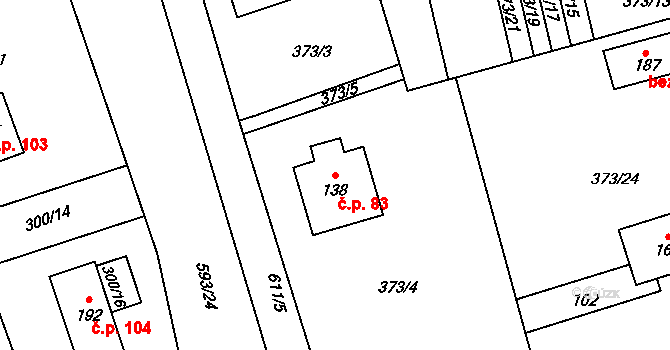 Strakov 83 na parcele st. 138 v KÚ Strakov, Katastrální mapa