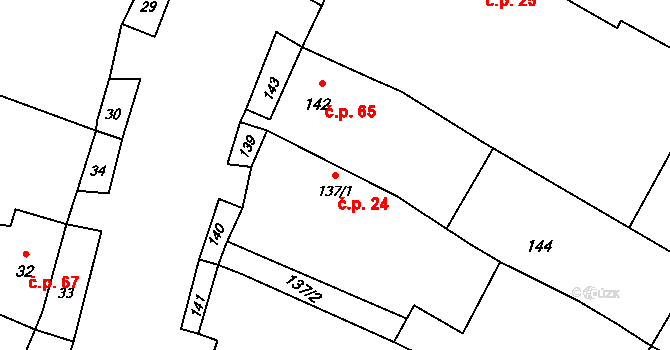 Lazce 24, Troubelice na parcele st. 137/1 v KÚ Lazce u Troubelic, Katastrální mapa
