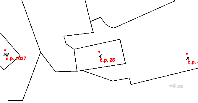 Hořovice 28 na parcele st. 4 v KÚ Velká Víska, Katastrální mapa