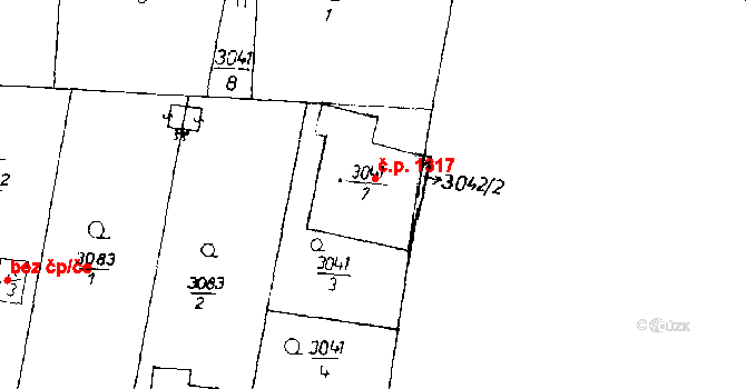 Poděbrady III 1317, Poděbrady na parcele st. 3041/7 v KÚ Poděbrady, Katastrální mapa