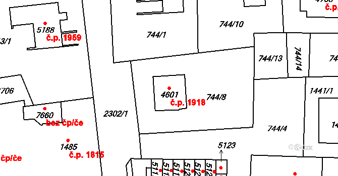 Cheb 1918 na parcele st. 4601 v KÚ Cheb, Katastrální mapa