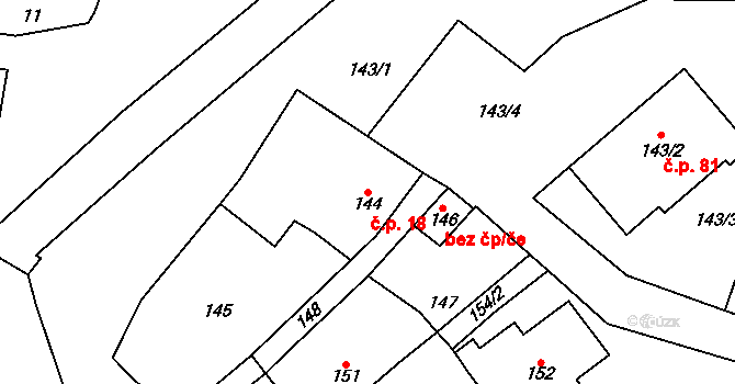 Benice 18, Praha na parcele st. 144 v KÚ Benice, Katastrální mapa