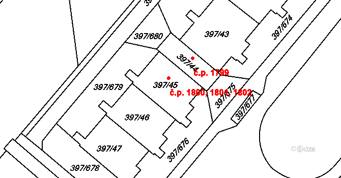 Chodov 1800,1801,1802, Praha na parcele st. 397/45 v KÚ Chodov, Katastrální mapa