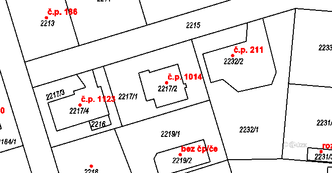 Kunratice 1014, Praha na parcele st. 2217/2 v KÚ Kunratice, Katastrální mapa