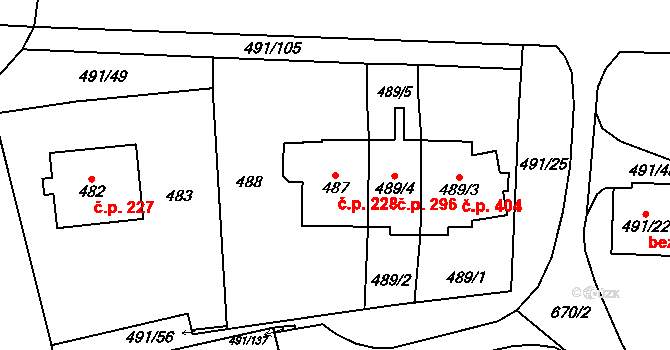 Veleslavín 228, Praha na parcele st. 487 v KÚ Veleslavín, Katastrální mapa