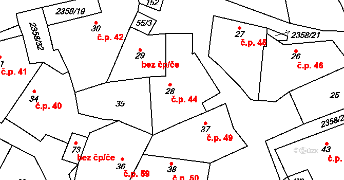 Mečichov 44 na parcele st. 28 v KÚ Mečichov, Katastrální mapa