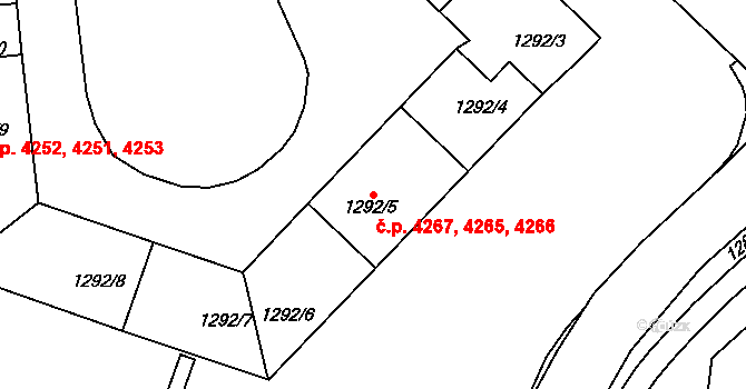 Chomutov 4265,4266,4267 na parcele st. 1292/5 v KÚ Chomutov I, Katastrální mapa