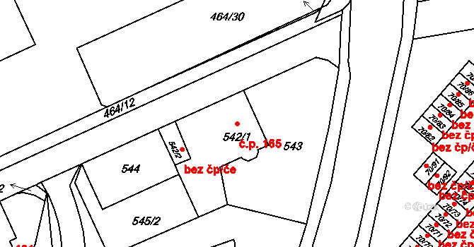 Liberec XII-Staré Pavlovice 165, Liberec na parcele st. 542/1 v KÚ Staré Pavlovice, Katastrální mapa