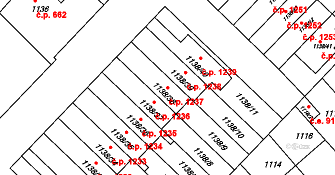 Kuřim 1237 na parcele st. 1138/38 v KÚ Kuřim, Katastrální mapa