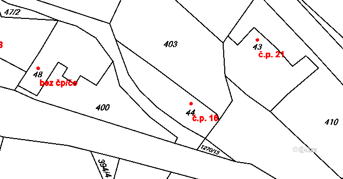 Koloděje nad Lužnicí 16, Týn nad Vltavou na parcele st. 44 v KÚ Koloděje nad Lužnicí, Katastrální mapa