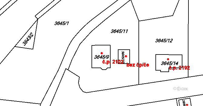 Sokolov 2102 na parcele st. 3645/9 v KÚ Sokolov, Katastrální mapa