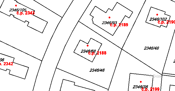 Pelhřimov 2188 na parcele st. 2346/68 v KÚ Pelhřimov, Katastrální mapa