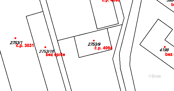 Hodonín 4094 na parcele st. 2753/9 v KÚ Hodonín, Katastrální mapa