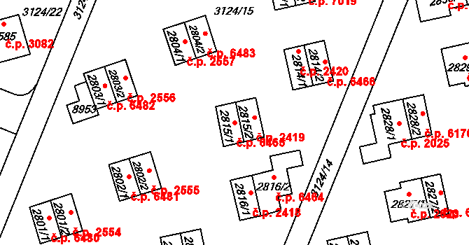 Zlín 6465 na parcele st. 2815/1 v KÚ Zlín, Katastrální mapa