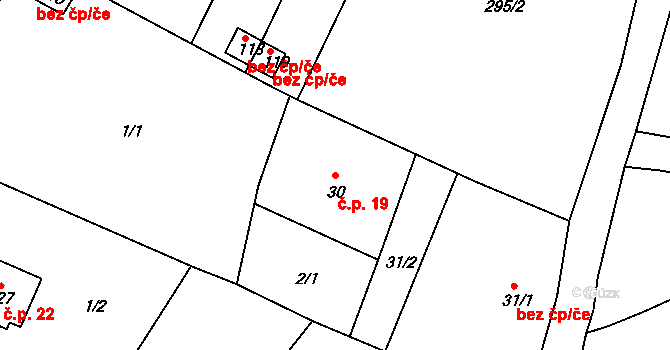 Hadrava 19, Chudenín na parcele st. 30 v KÚ Hadrava, Katastrální mapa