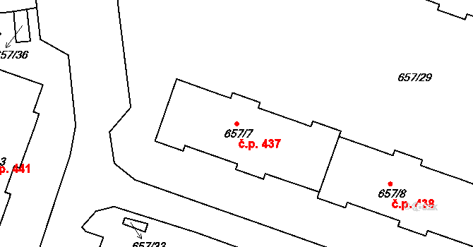 Pokratice 437, Litoměřice na parcele st. 657/7 v KÚ Pokratice, Katastrální mapa
