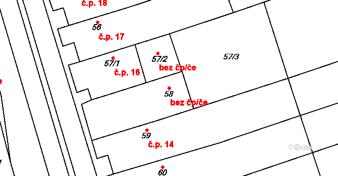 Znojmo 40961974 na parcele st. 58 v KÚ Mramotice, Katastrální mapa