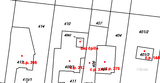 Orlová 43958974 na parcele st. 409/2 v KÚ Horní Lutyně, Katastrální mapa