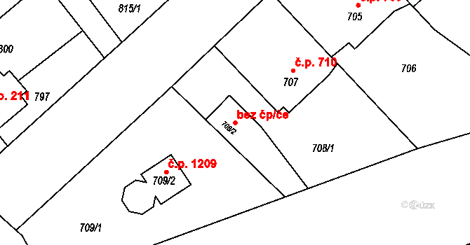 Orlová 43964974 na parcele st. 708/2 v KÚ Poruba u Orlové, Katastrální mapa