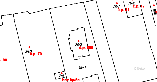 Kylešovice 858, Opava na parcele st. 20/2 v KÚ Kylešovice, Katastrální mapa