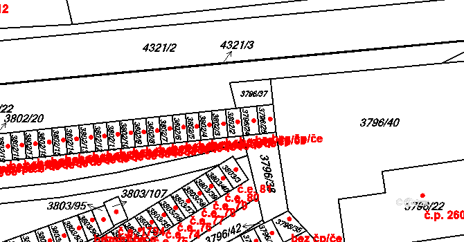 Teplice 45115974 na parcele st. 3802/2 v KÚ Teplice, Katastrální mapa