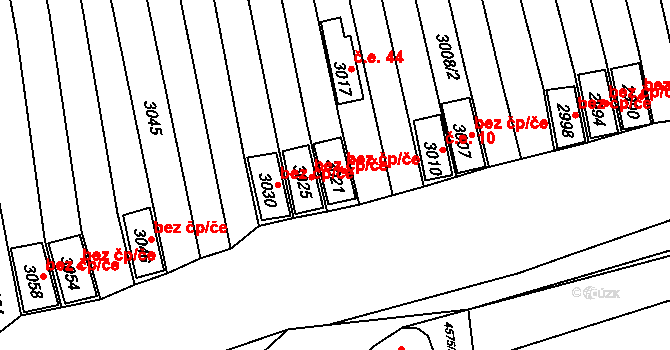 Vlčnov 9 na parcele st. 3021 v KÚ Vlčnov, Katastrální mapa