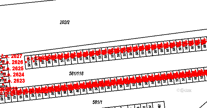 Bludovice 2561, Havířov na parcele st. 581/12 v KÚ Bludovice, Katastrální mapa