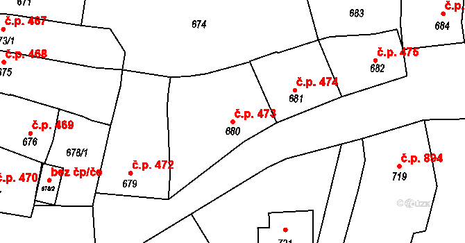 Kunovice 473 na parcele st. 680 v KÚ Kunovice u Uherského Hradiště, Katastrální mapa