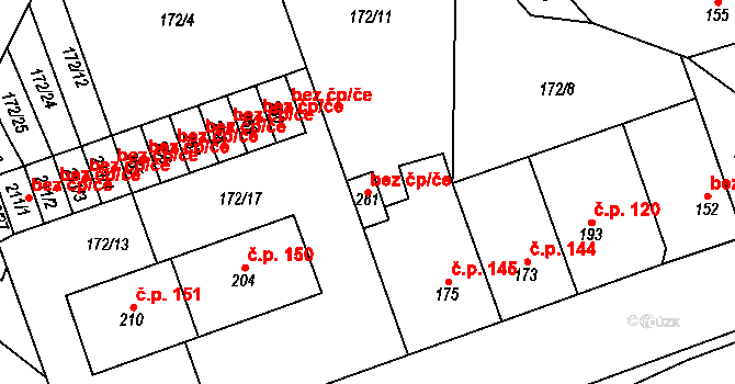 Výšovice 50351974 na parcele st. 281 v KÚ Výšovice, Katastrální mapa