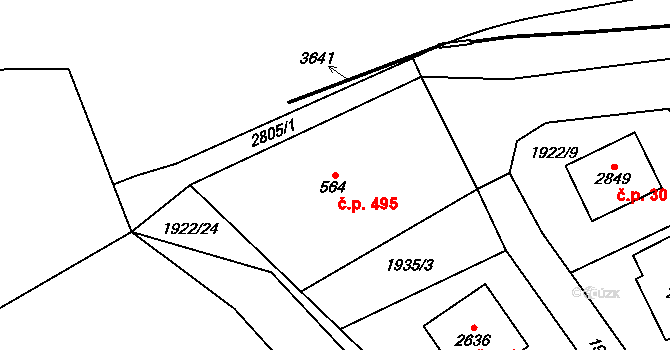 Choceň 495 na parcele st. 564 v KÚ Choceň, Katastrální mapa