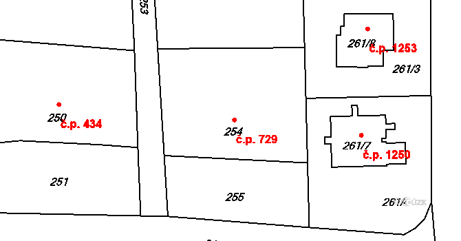Horní Suchá 729 na parcele st. 254 v KÚ Horní Suchá, Katastrální mapa