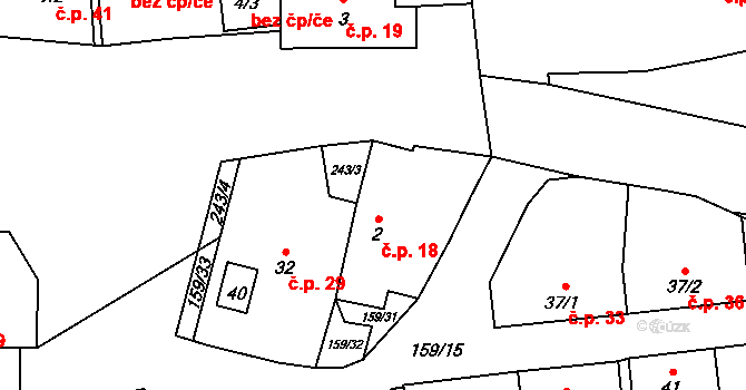 Sedlec 18, Žebrák na parcele st. 2 v KÚ Sedlec u Žebráku, Katastrální mapa